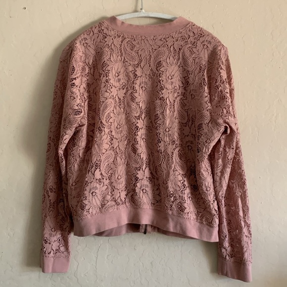 Torrid Dusty Pink Lace Bomber Jacket Size 00 (M10) - Picture 8 of 8